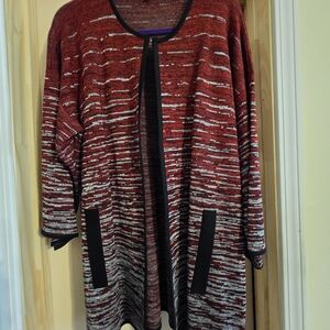 Misook Red and Black Striped Blazer